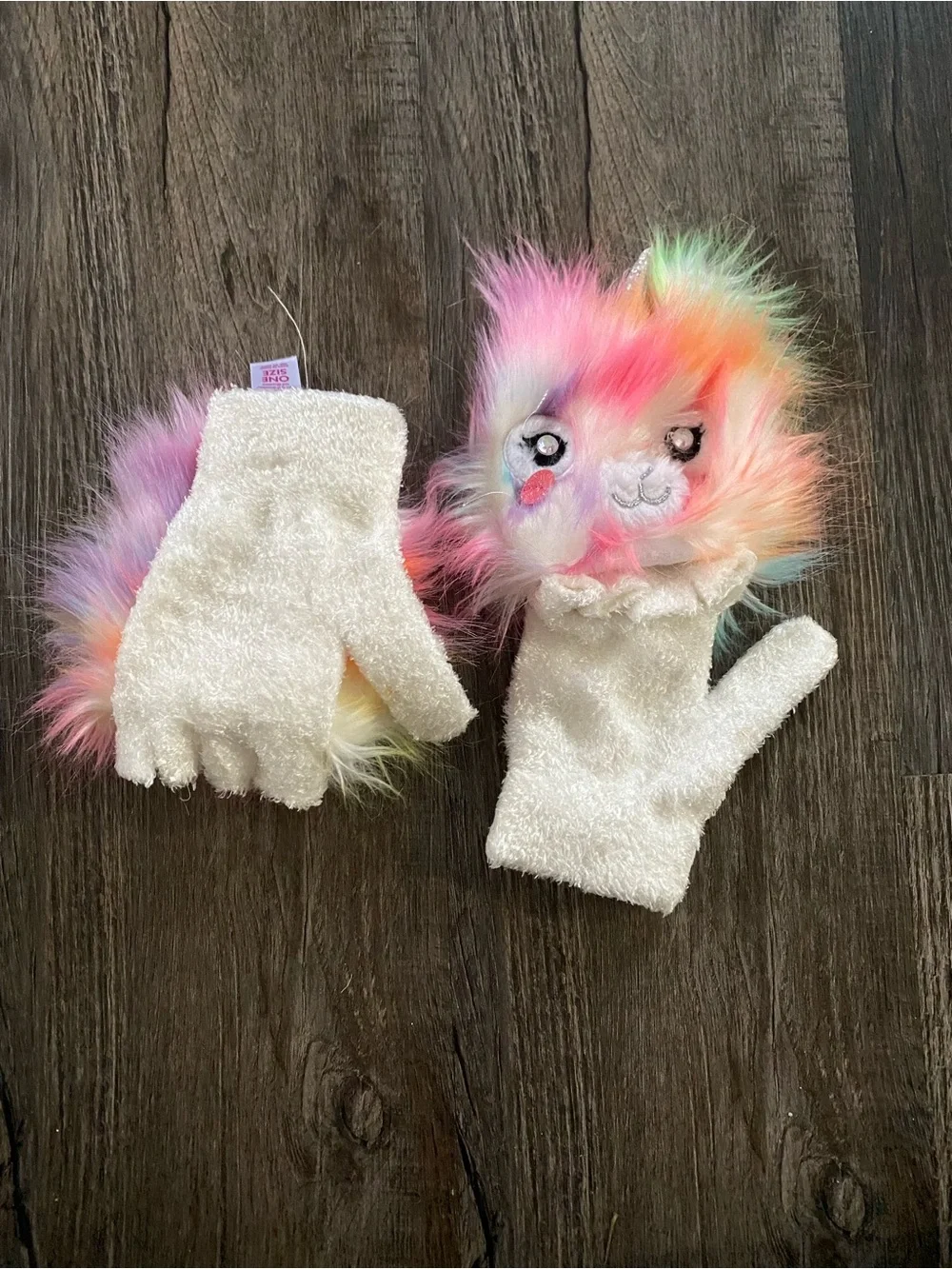 Justice Rainbow Faux Fur Unicorn Hat with Sparkle Horn